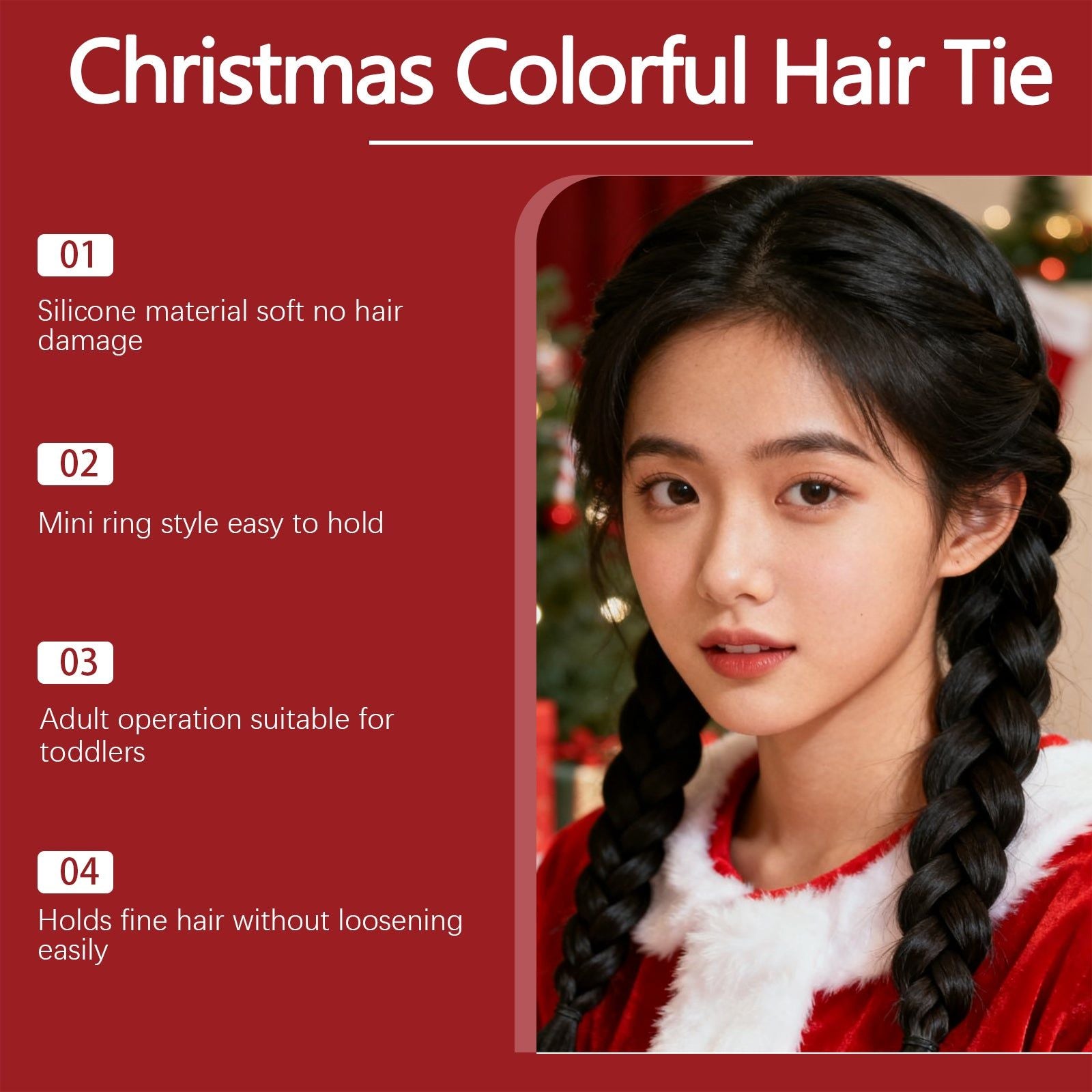 Christmas Colorful Phone Rings Hair Accessories, Cute Kids Headwear, Easy Hairstyles ,5pcs