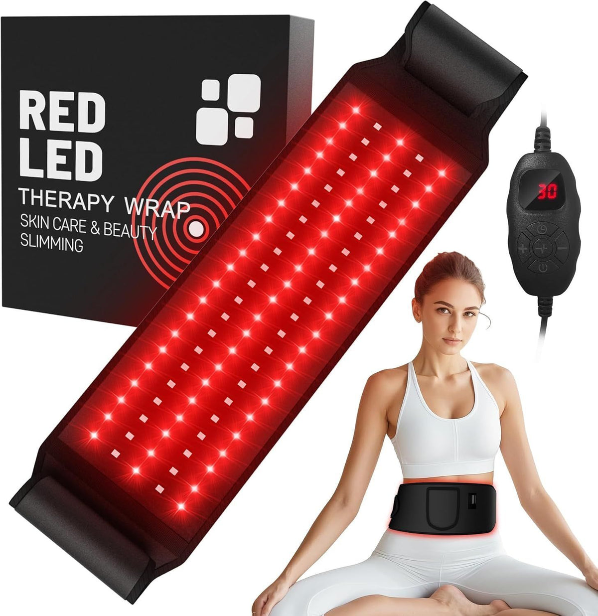 Red Light Therapy 5 Light Levels Infrared Light Heat Therapy Belt Wrap for Back Waist