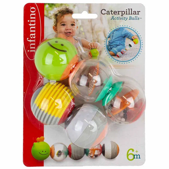 Infantino Caterpillar Activity Balls – Sensory Rattle Toy for Babies