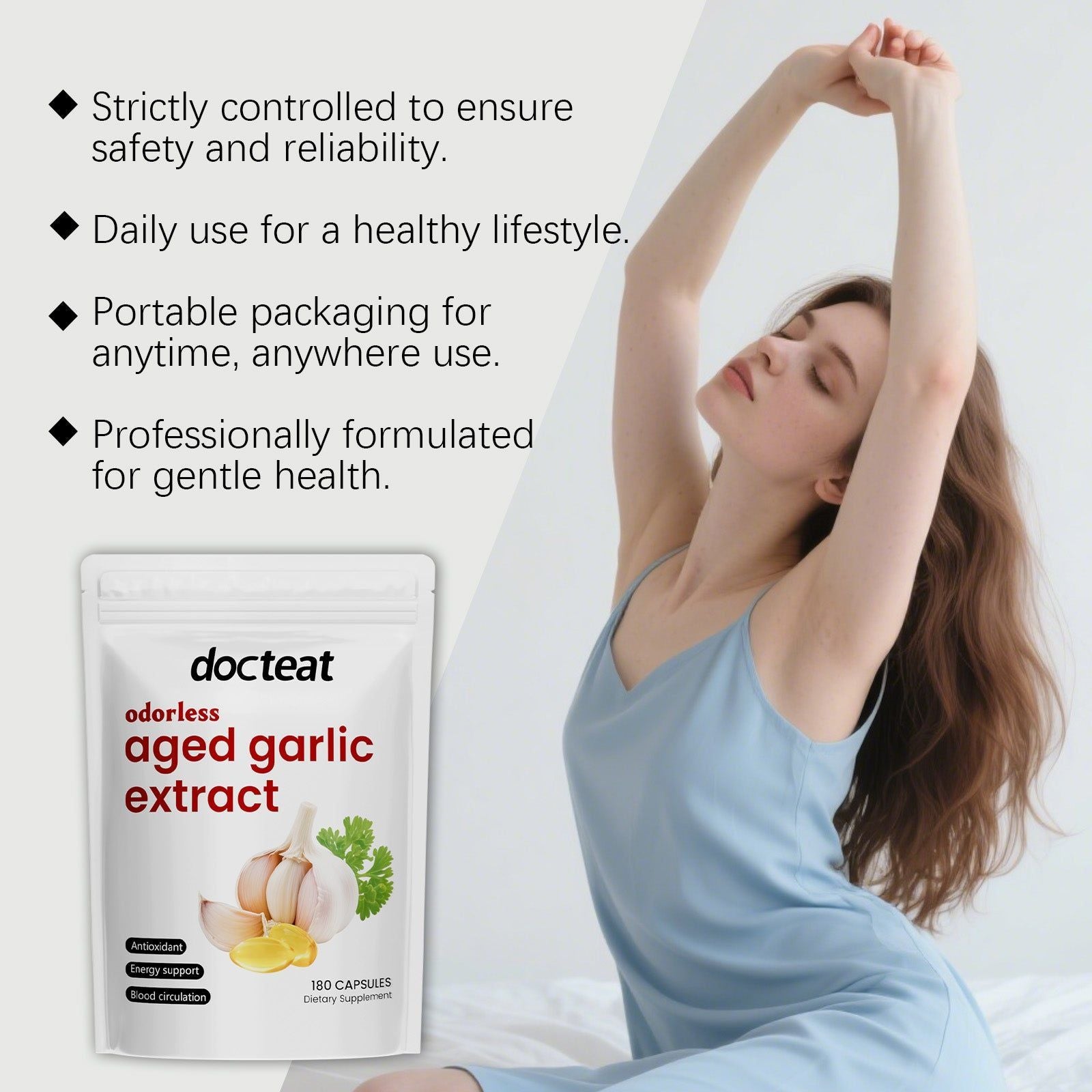 Aged Garlic Body Care Soft Capsules, Boost Immunity, Heart Health, Energy ,180capsules