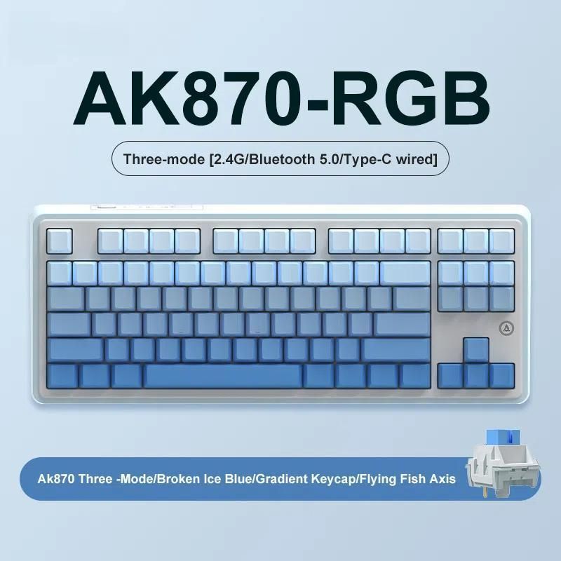 Ajazz AK870 RGB Keyboard Flying Fish Axis Gradient Blue