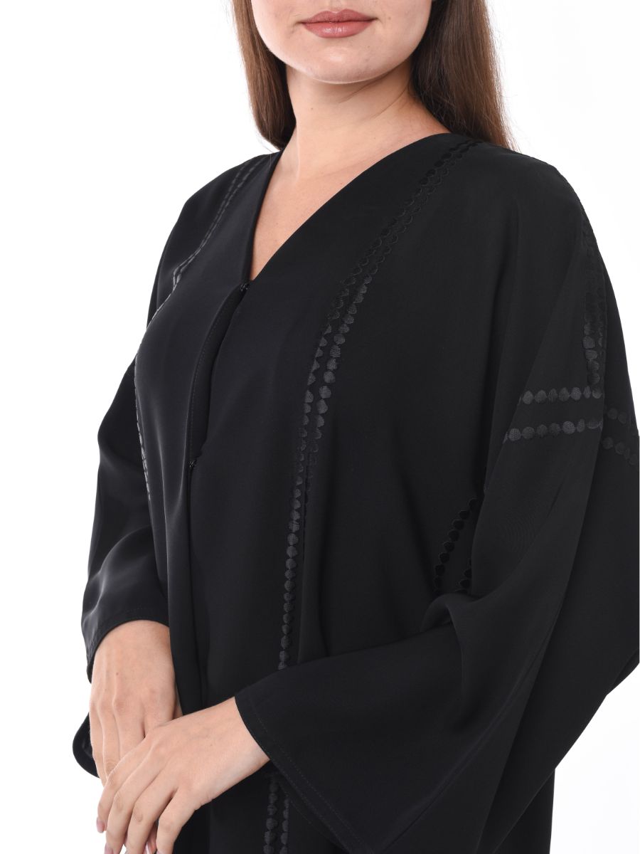 MOiSTREET Black Plain Abaya with Embroidery