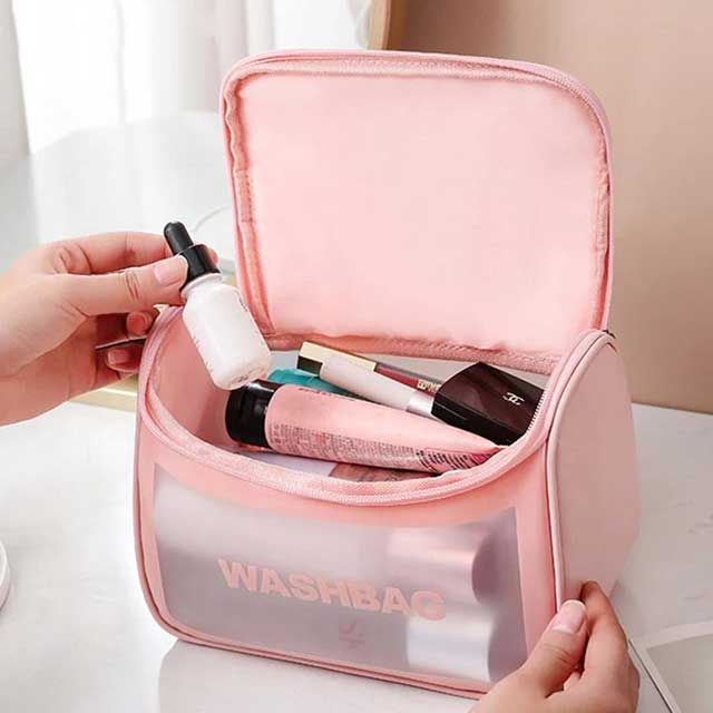 Large Capacity Portable Waterproof Transparent PVC Women Cosmetic Bag - Travel Organizer for Makeup & Toiletries