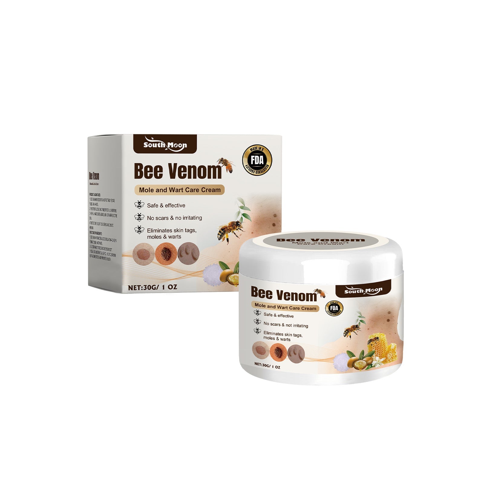 Bee Venom Skin Cream for Repair, Smooth Skin, Blemish & Wart Removal, Natural Care ,30g
