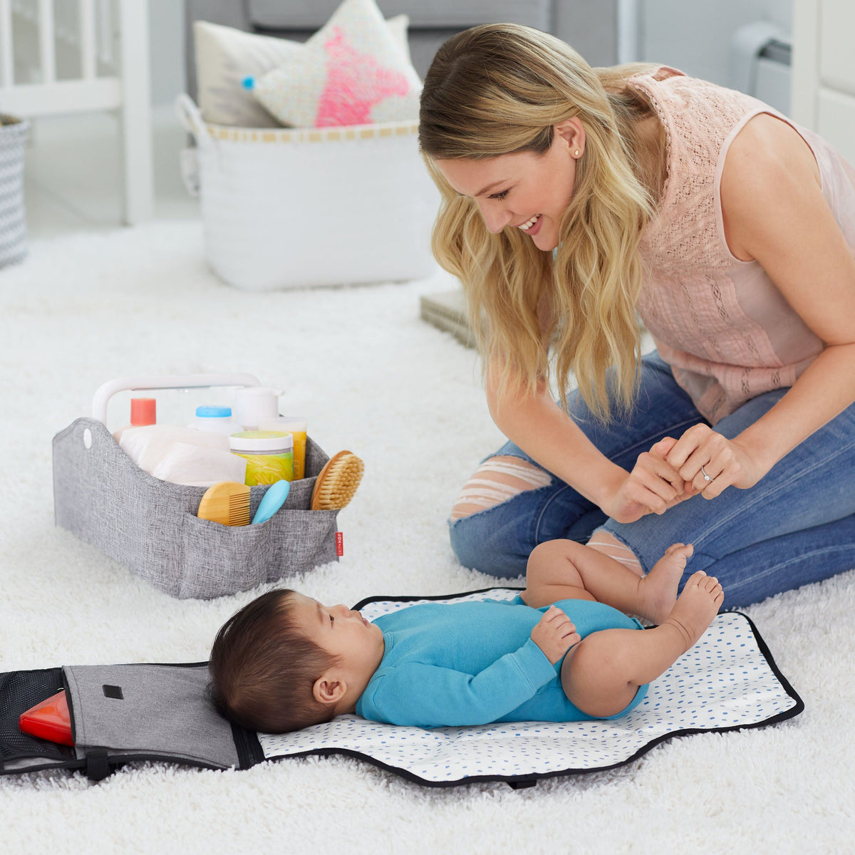 Skip Hop Light-Up Diaper Caddy - Grey