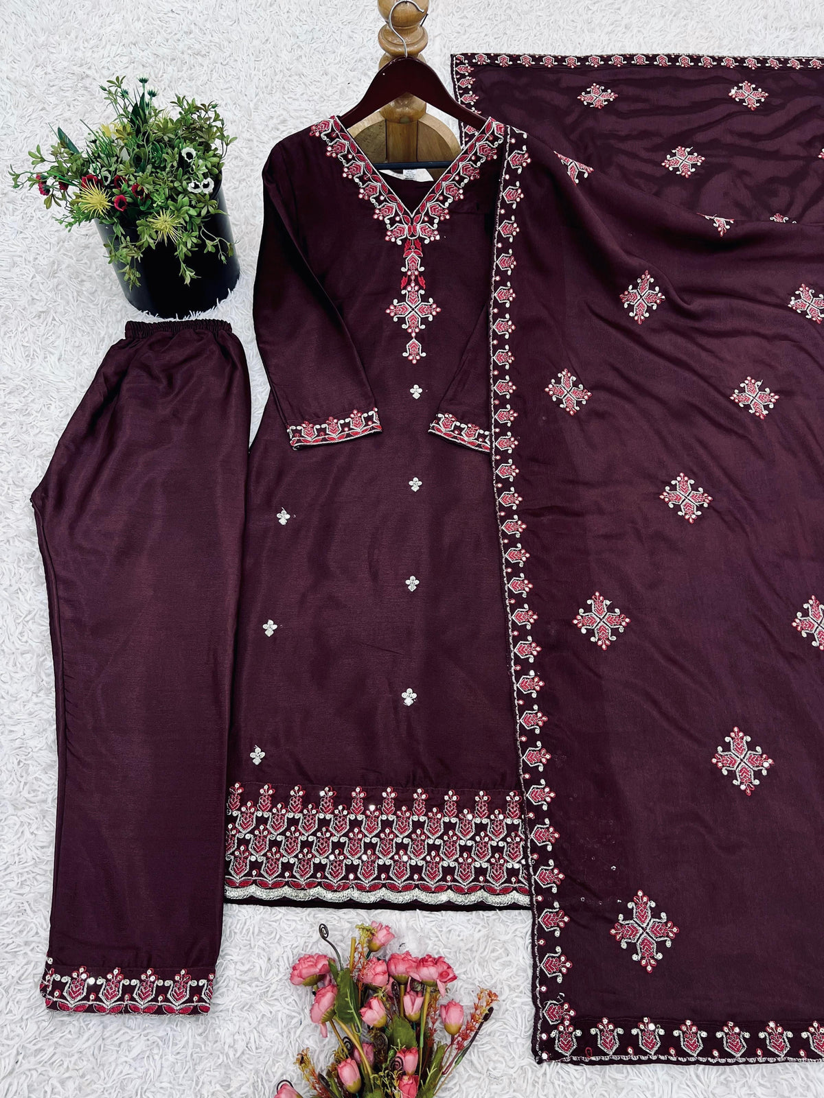 Fab Zone Women’s Designer Party Wear Look Top-Bottom And Beautiful Dupatta