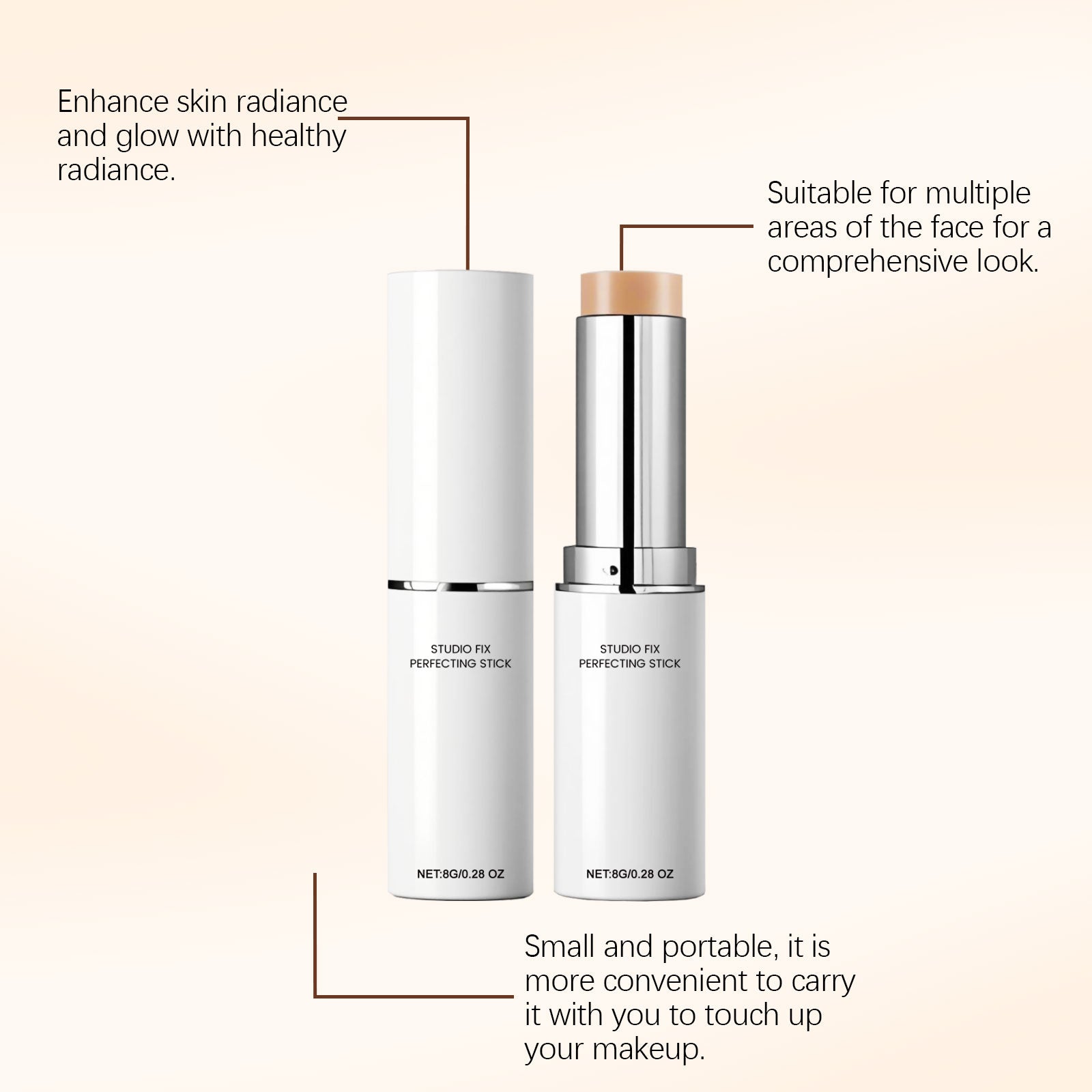 Brightening Stick Concealer Foundation, Natural Makeup, Long-lasting, Flawless Skin ,8g