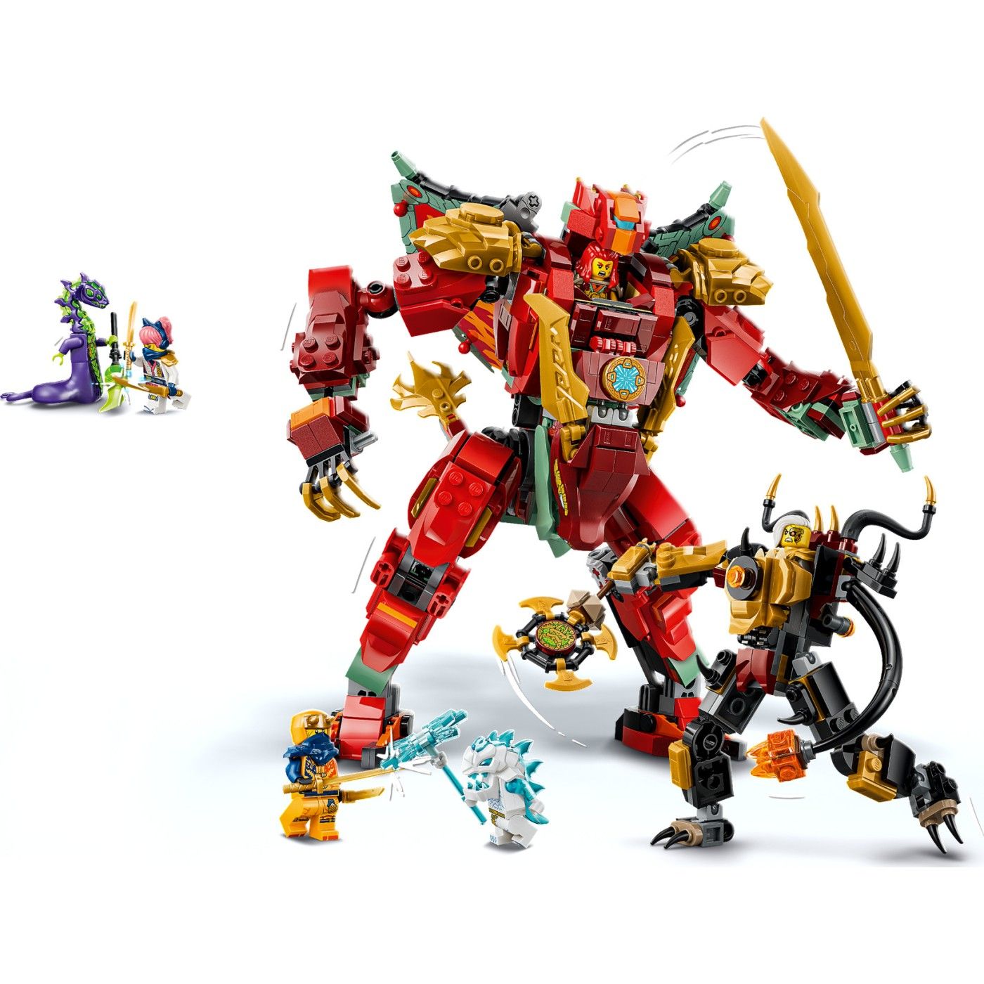 LEGO NINJAGO Wyldfyre's Transforming Dragon Mech Building Set, 821 Pieces, For Age 9+ Years