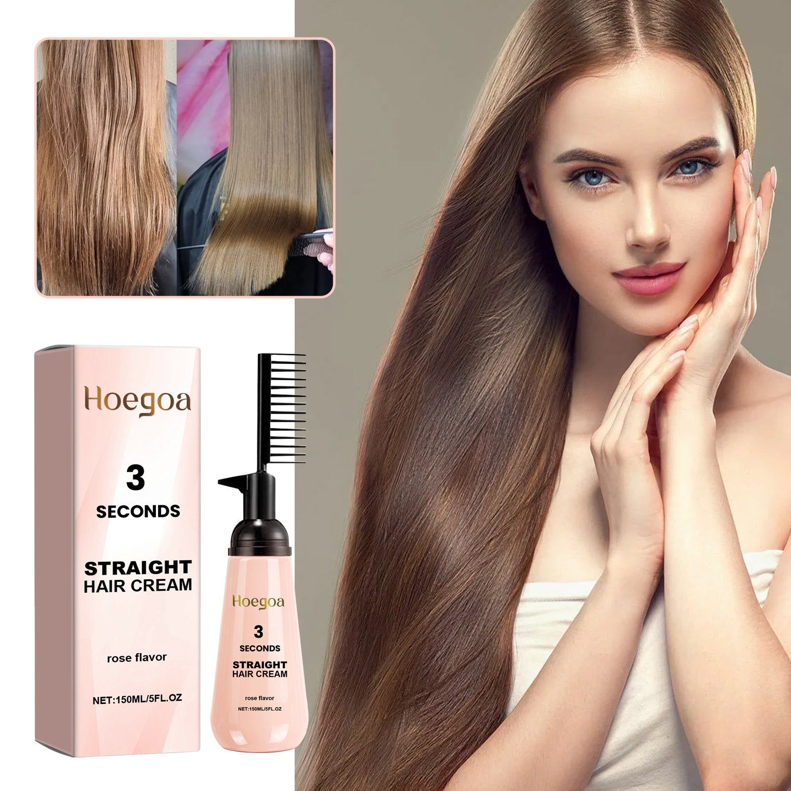 3 Seconds Straight Hair Cream, Smooth, Frizz-Free, Nourishing, Hair Repair ,150ml