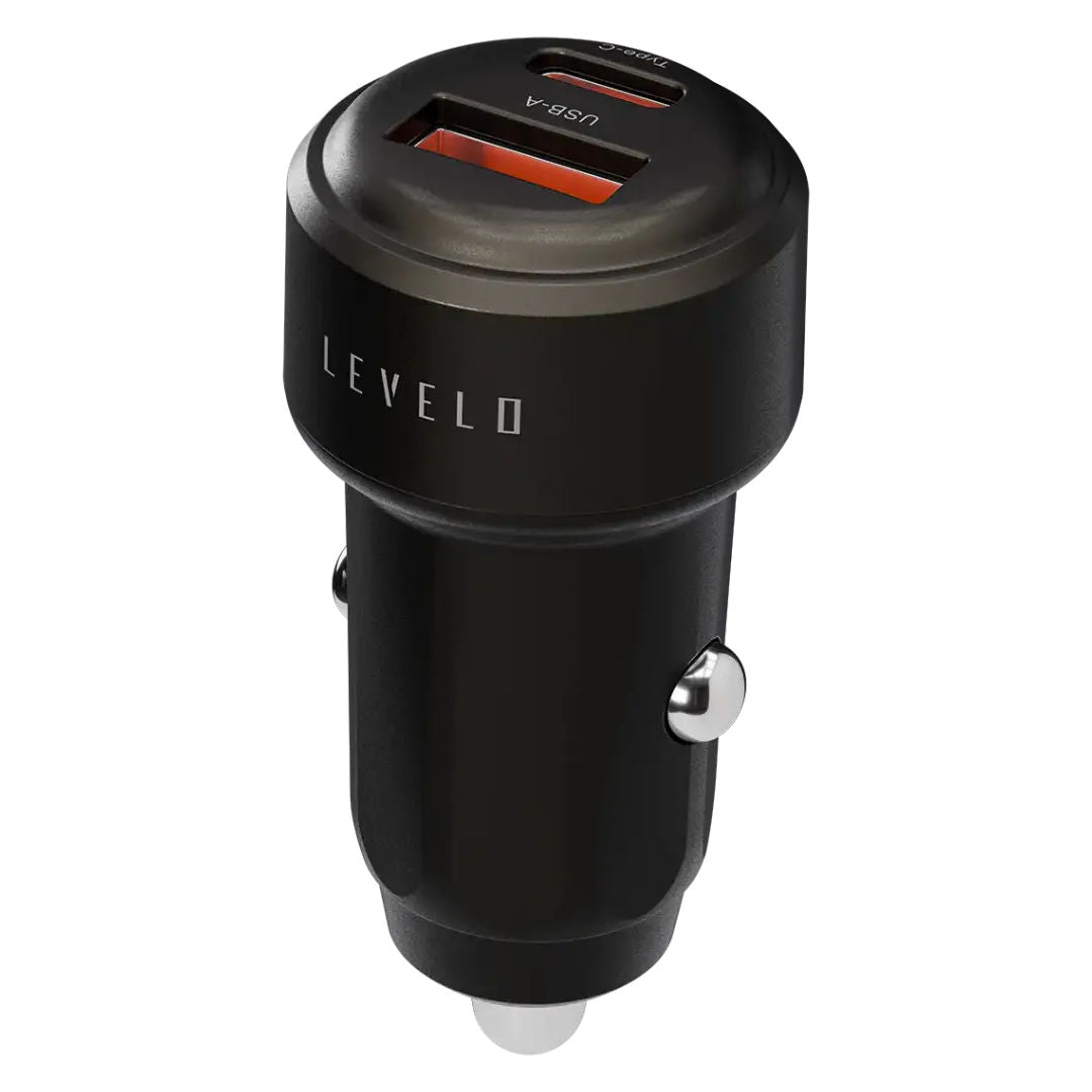 Levelo Nori Mini 60W Car Charger, Type C to Type C Cable, Gun Grey
