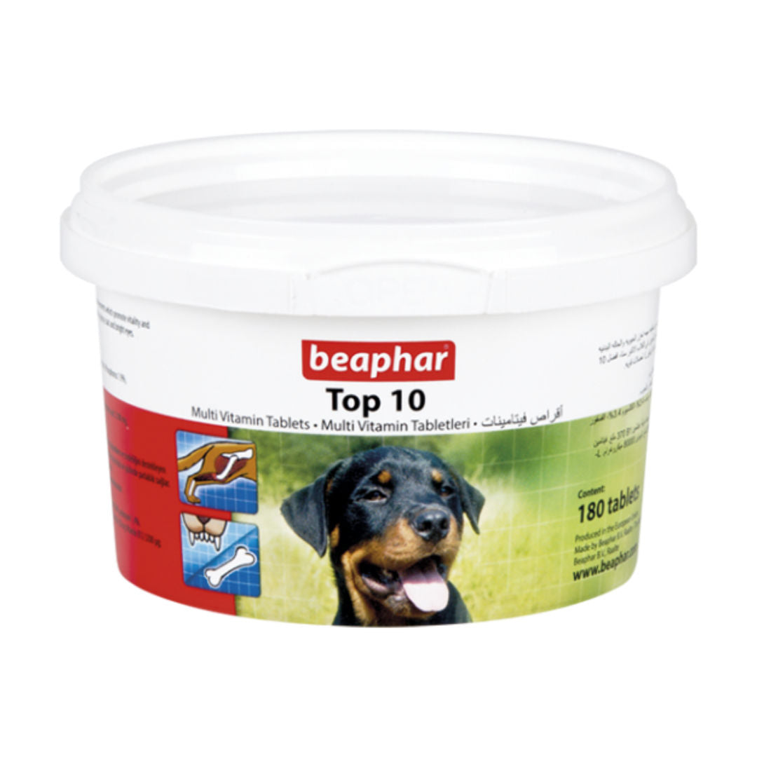 Beaphar Top 10 Multi-Vitamin Tablets for Dogs, 180 Tablets