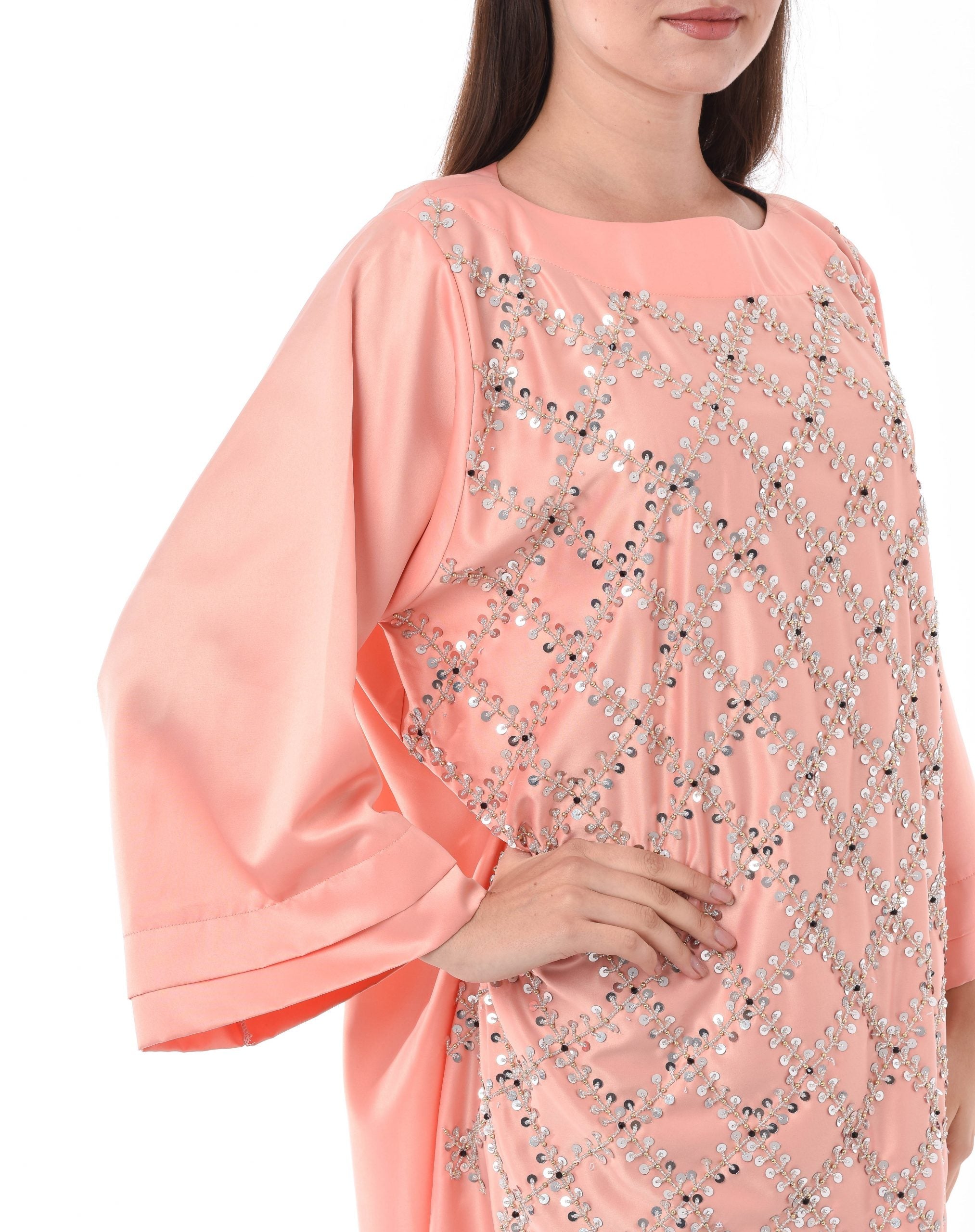 MOiSTREET Orange Kaftan with Hand Embroidery