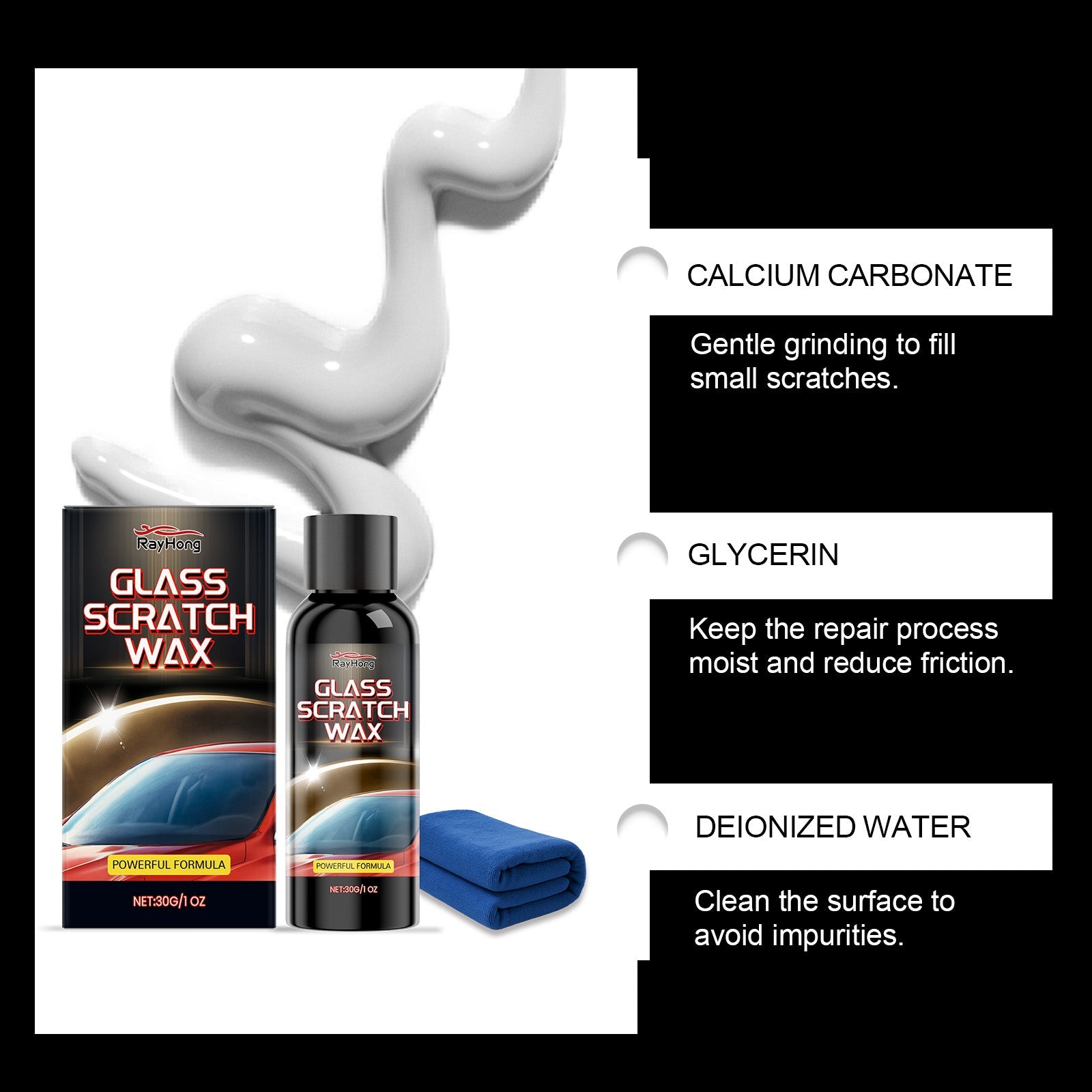 Car Window Scratch Care Agent, Remove Scratches, Improve Clarity, Long-Lasting Shine ,1 set