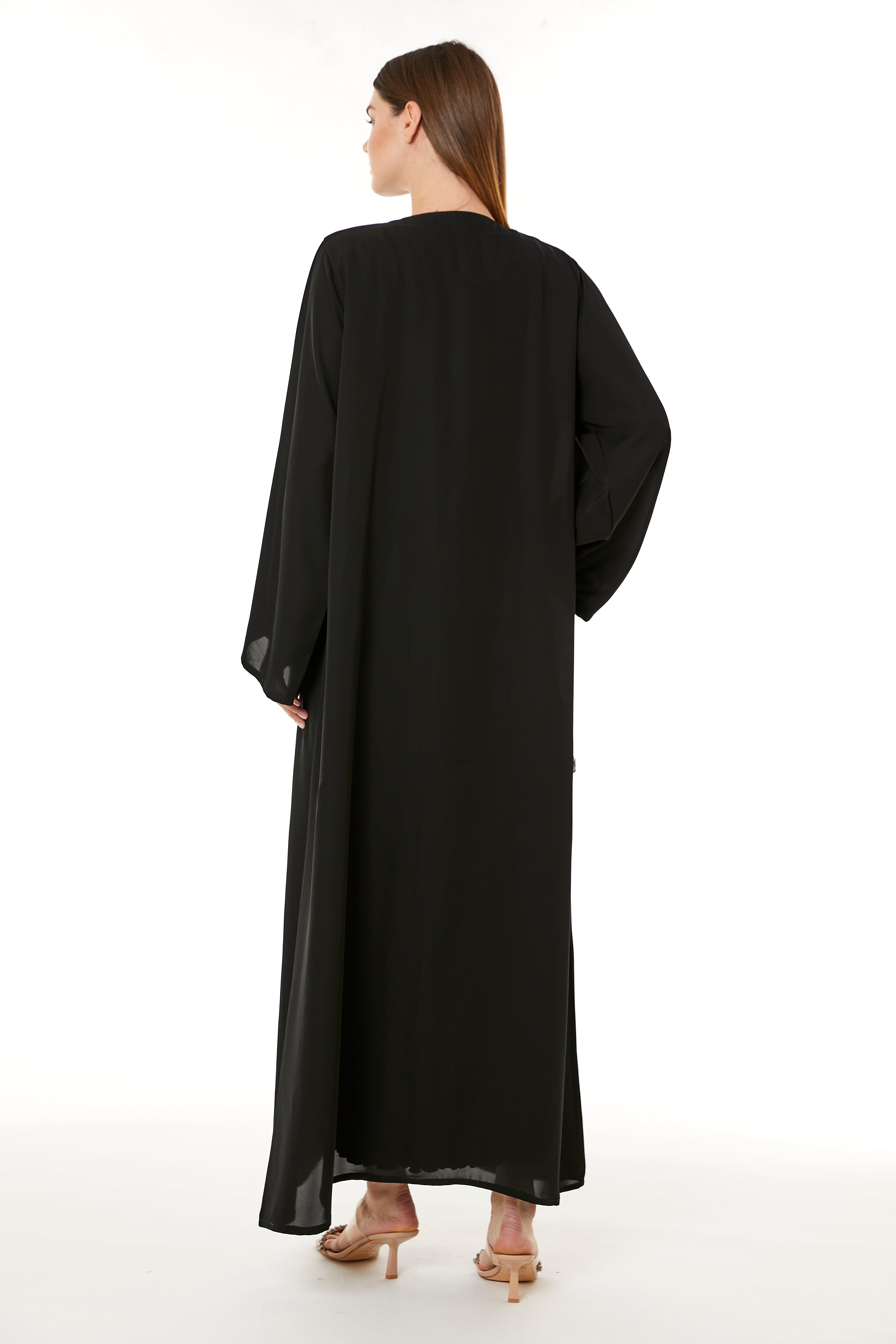 Black Korean Nida Hand Embellished Abaya