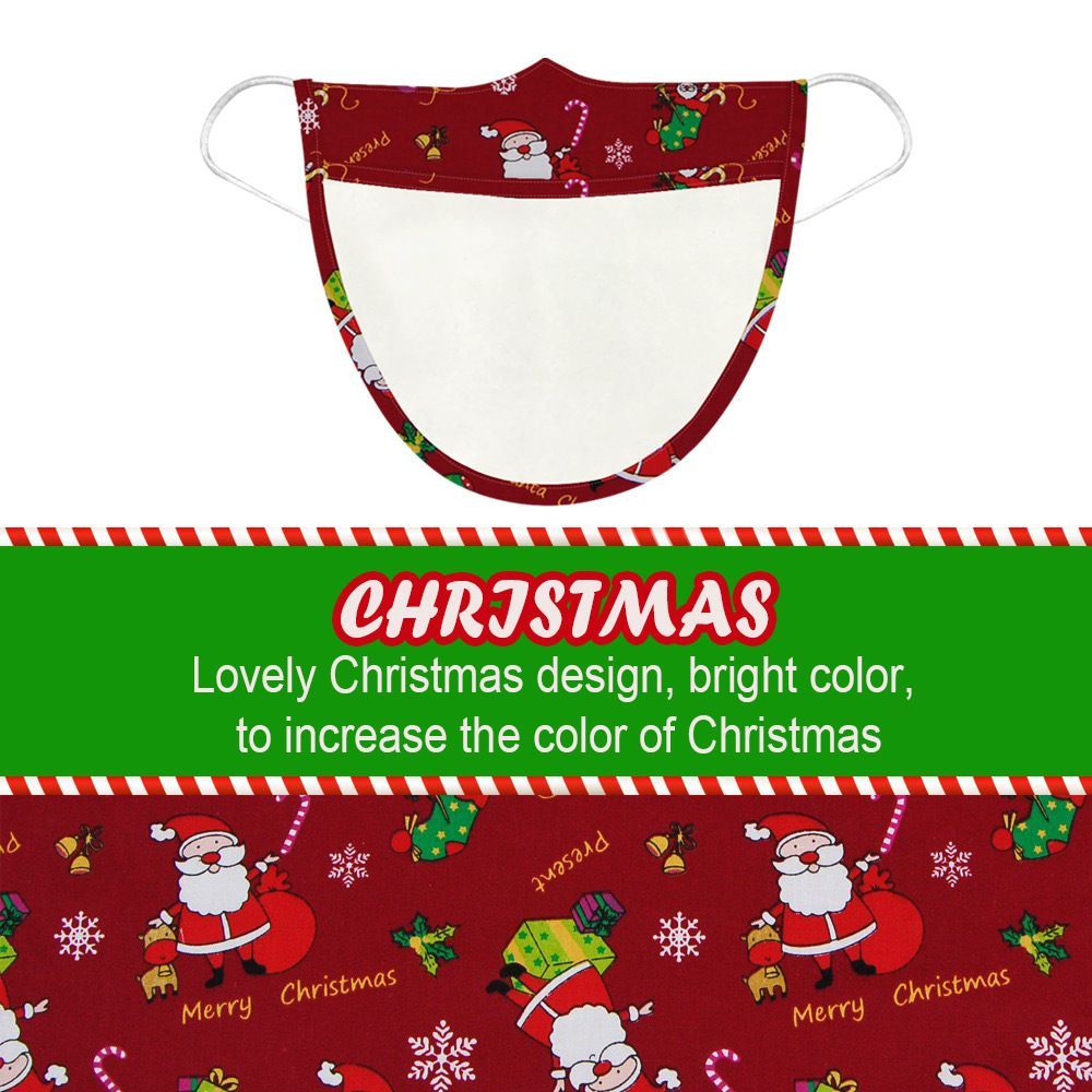 5pcs Christmas Face Mask Cover Washable Clear Shield Santa Claus Elk Pattern Face Visor