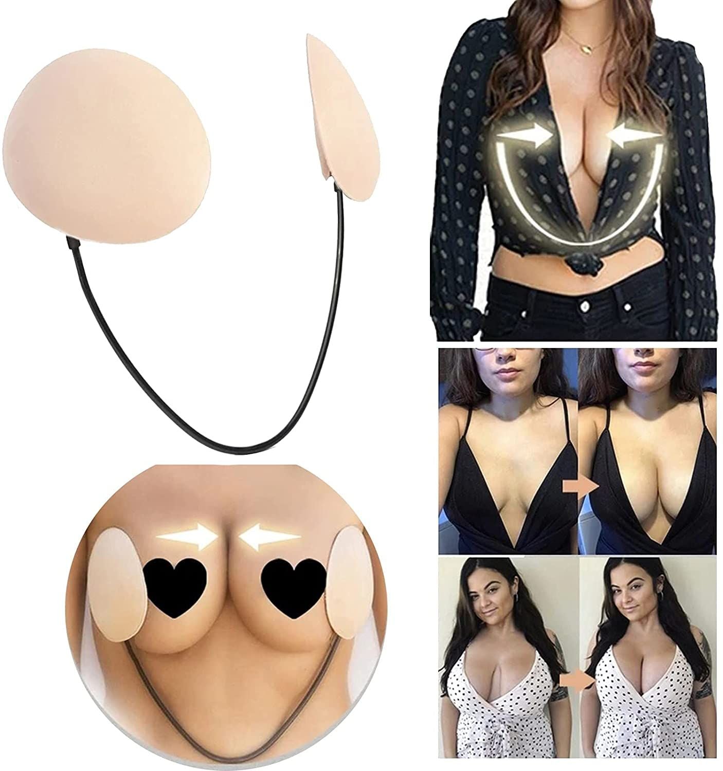 Deep Push Up Plunge Bra Kit Backless Strapless Bra Thin Gather Nipple Patch Underwear