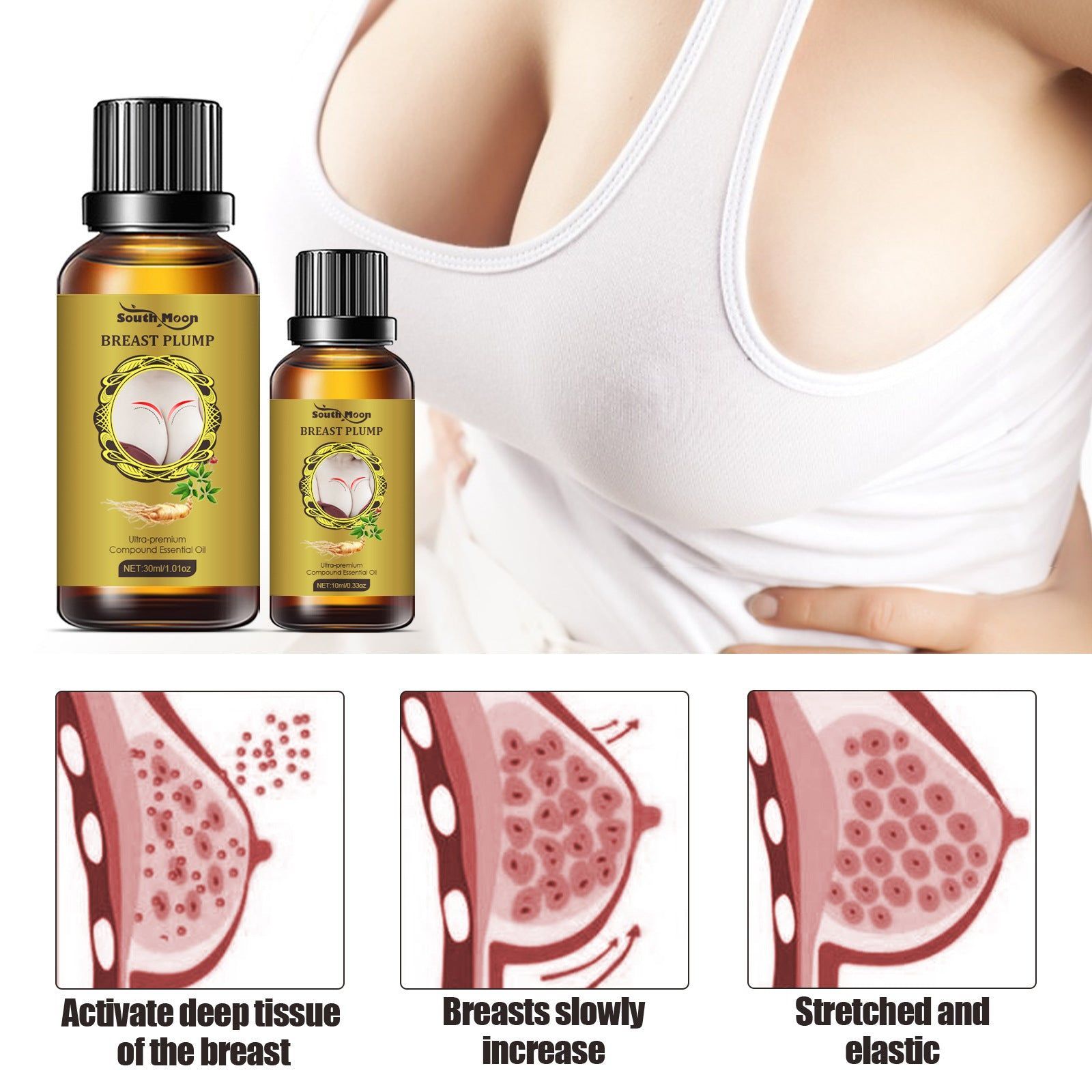 Breast Essential Oil, Promote Firming, Enhance Curves, Natural Breast Lift ,30ml