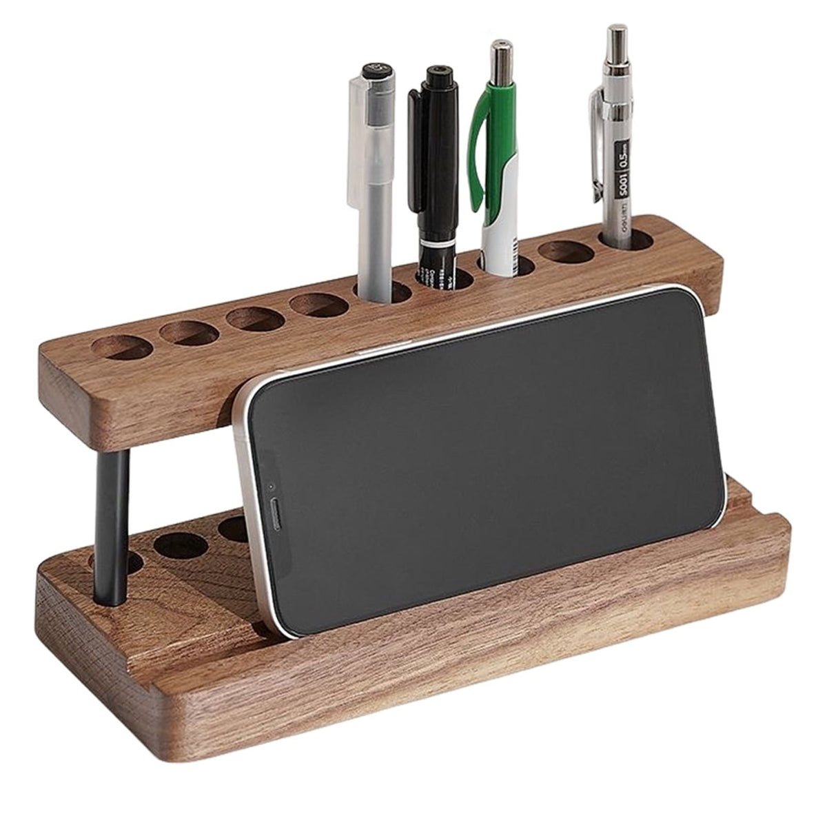 Wooden Pen Holder for Desk Crochet Hook Holder 9 Holes Storage Organizer for Crochet Tools