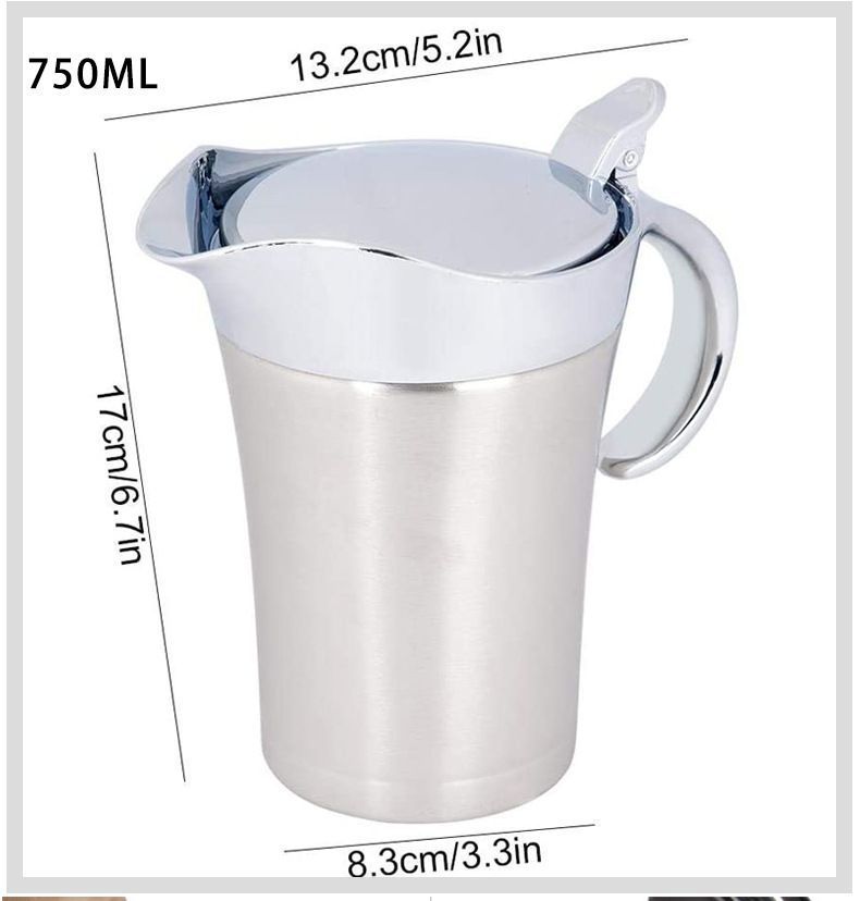 Gravy Boat Sauce Jug Stainless Steel Pot Serving Jug Thermal Double Wall Gravy Pot