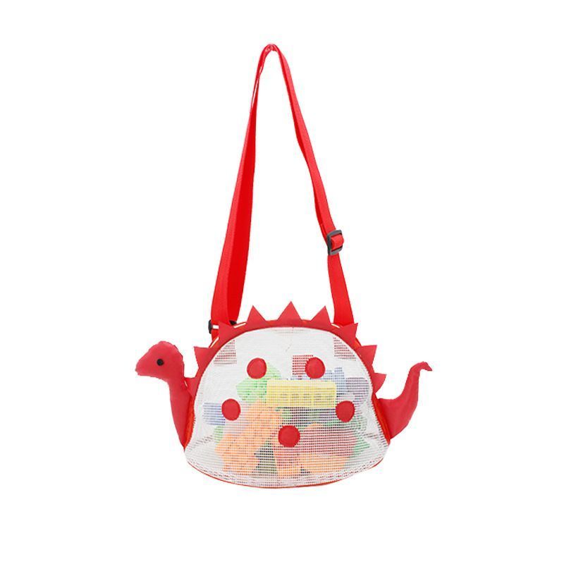 Mesh Beach Bag Kids Shell Bags Sand Toys Storage Bag Dinosaur Shape Crossbody Bag