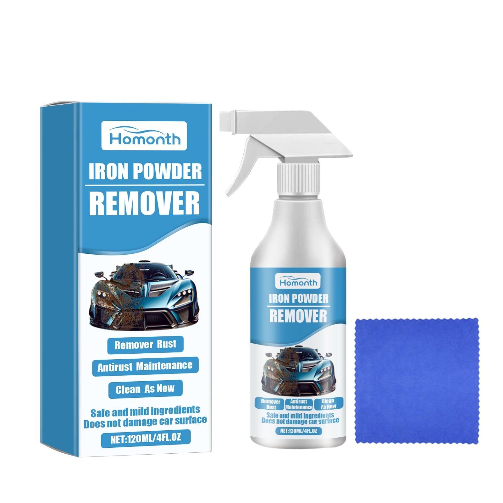 Car Cleaning Iron Powder Rust Remover, Paint Safe, Easy Decontamination, Car Shine ,1set
