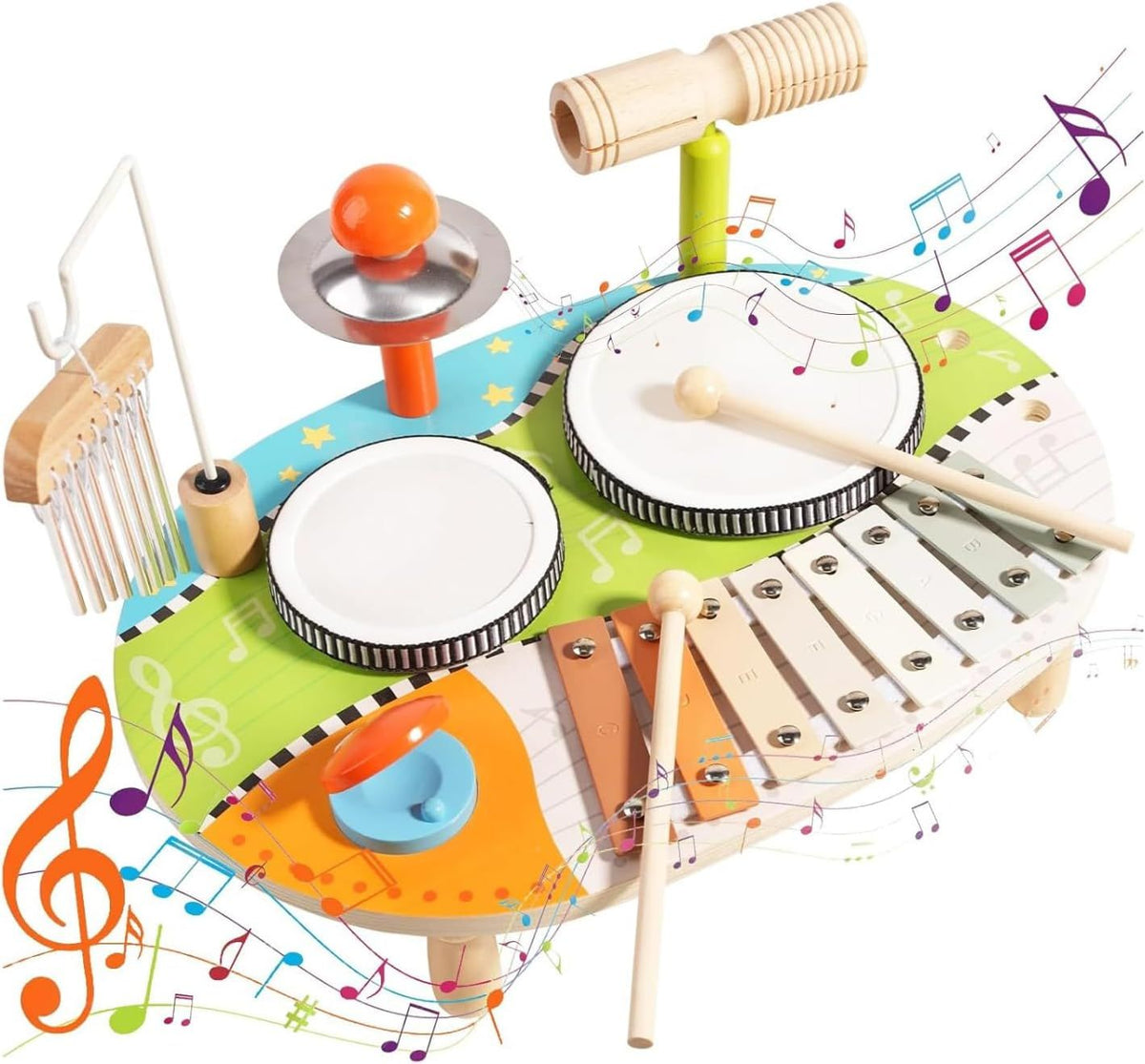 Kids Drum Set 7 in 1 Music Instruments for Toddlers Kids Preschool Educational Musical Toys