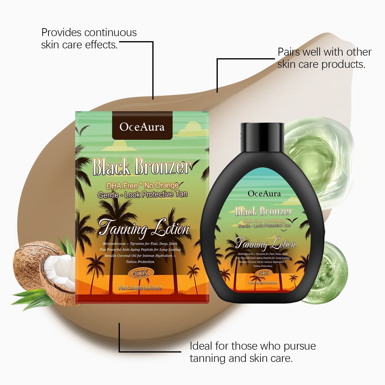 Coconut Darkening Lotion, Nourish Skin, Natural Summer Tan, Long-Lasting Moisture ,100g