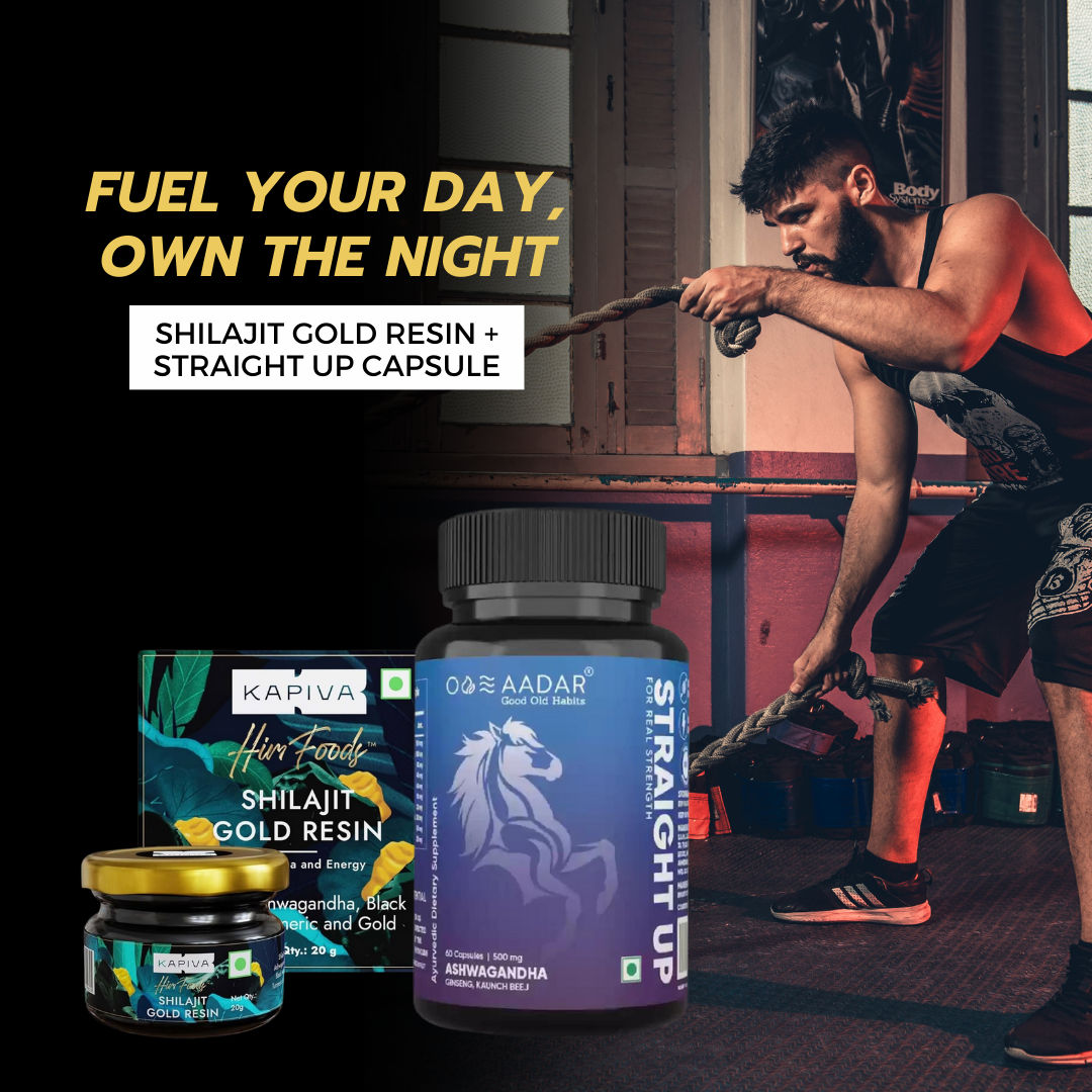 Aadar Straightup Capsules + Kapiva Shilajit Gold Resin Combo