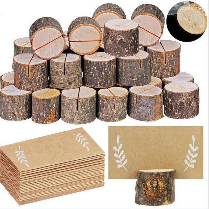 20pcs Wooden Place Card Holder Wedding Table Photo Name Stand