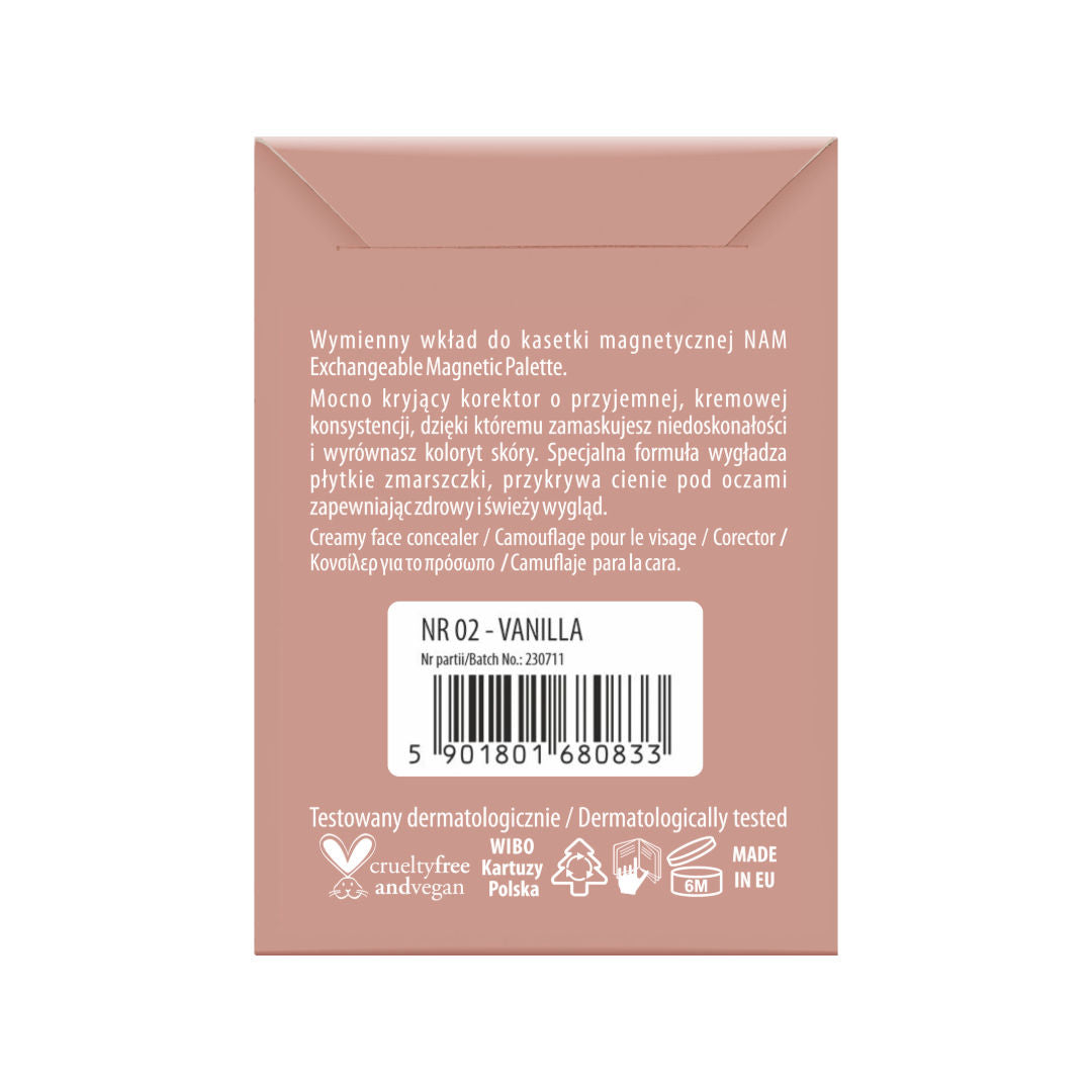 NAM Creamy Camouflage Concealer No.2, Vanilla, High-Coverage Cream Concealer Refill