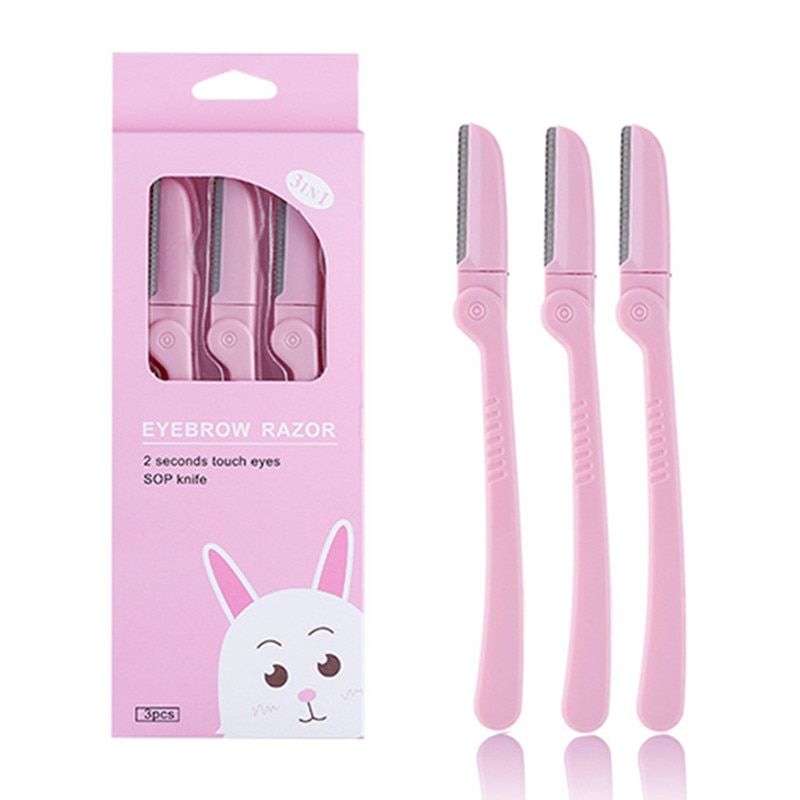 3pcs Eyebrow Trimmer Armpit Hair Razor Facial Shaver Stainless Steel Blades Makeup Tools
