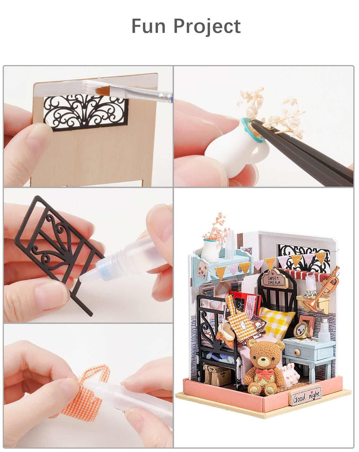DIY Dollhouse Miniature Kit Mini House Assembly Toy Puzzle Wooden Craft Gifts