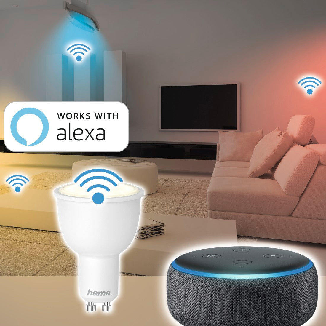 Hama 176558 WiFi-LED Light, GU10, 4.5W, white, can be dimmed