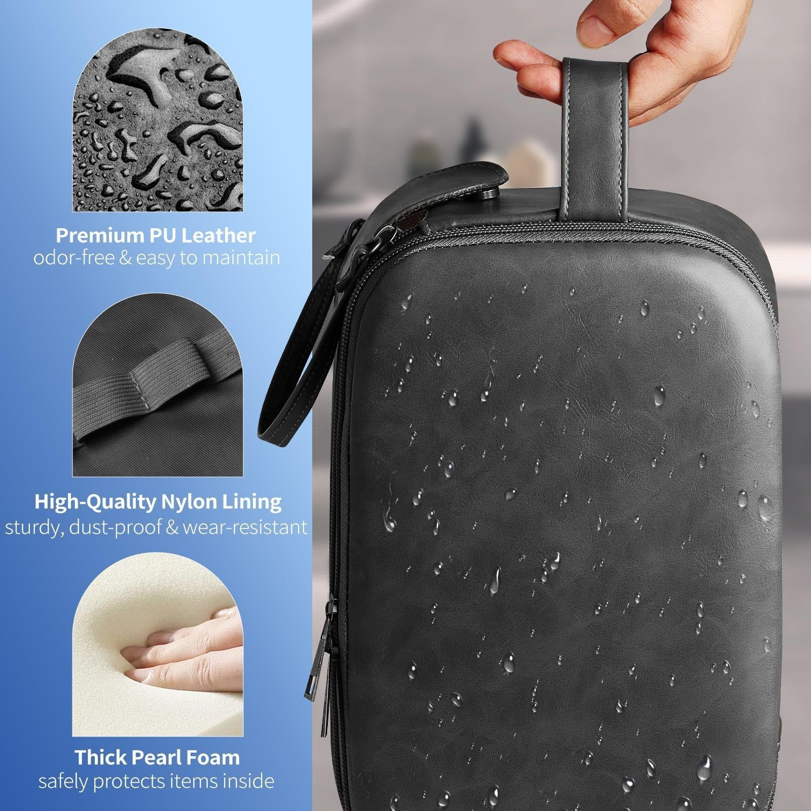 Men's Waterproof Travel Toiletry Bag with Brush Compartment