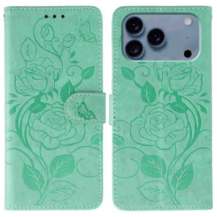 For iPhone 18 Pro Max / iPhone 17 Pro Max Rose Butterfly Embossed Leather Phone Case
