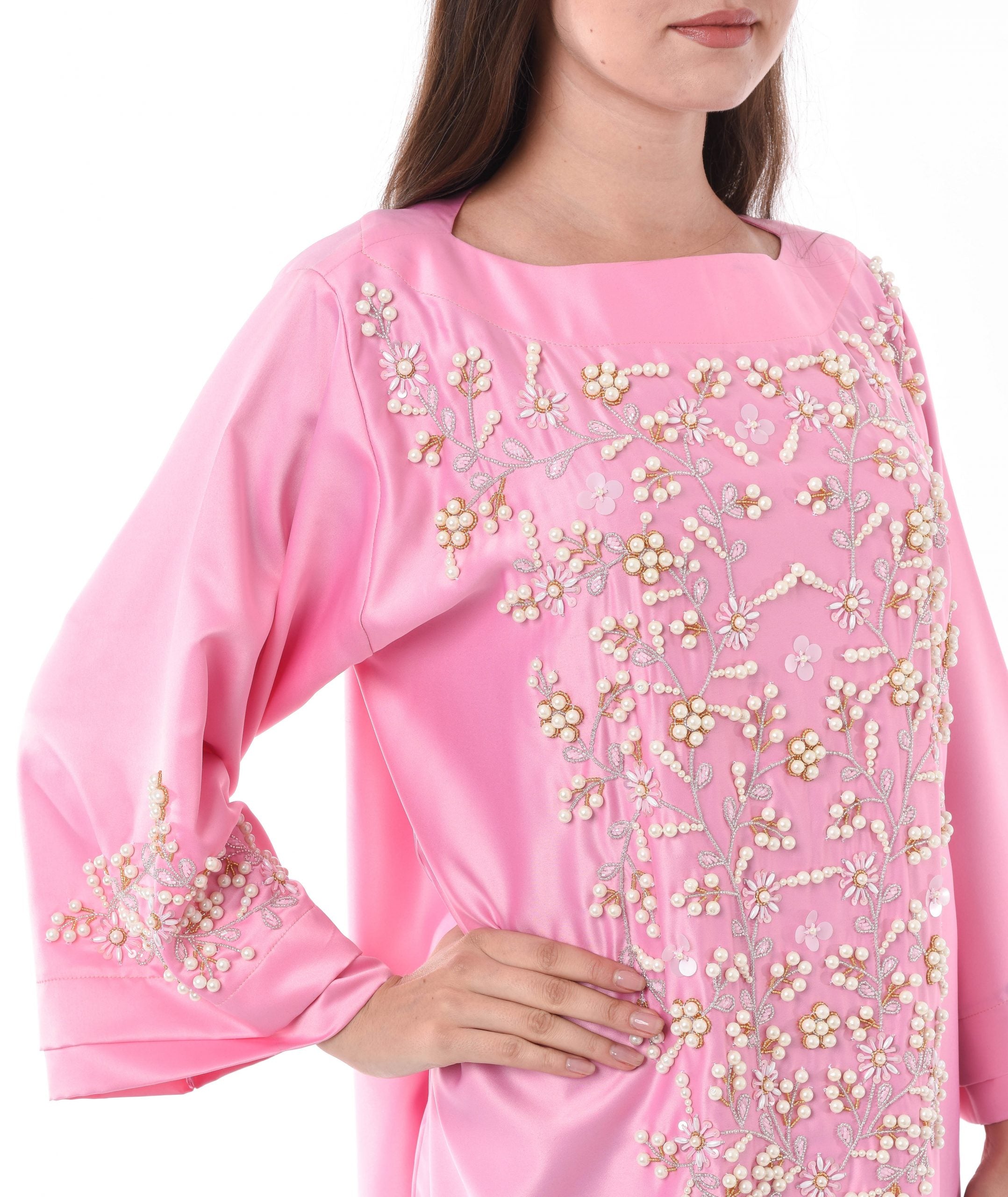 MOiSTREET Pink Hand Embroidery Kaftan