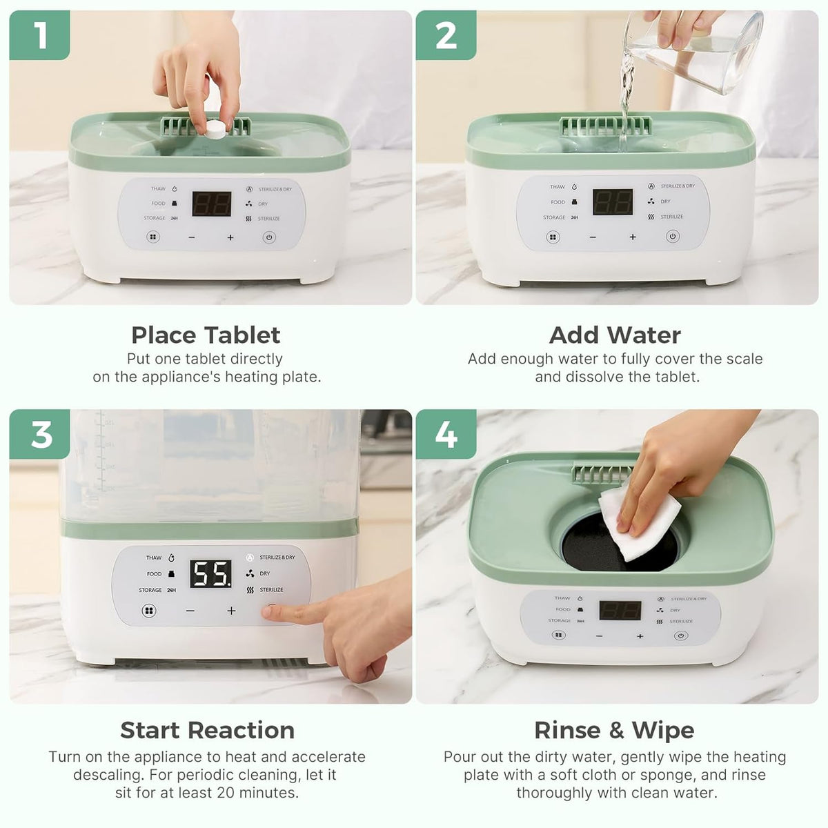 Momcozy Official Descaling Tablets, Compatible KleanPal Pro Baby Bottle Washer (30 Tablets)