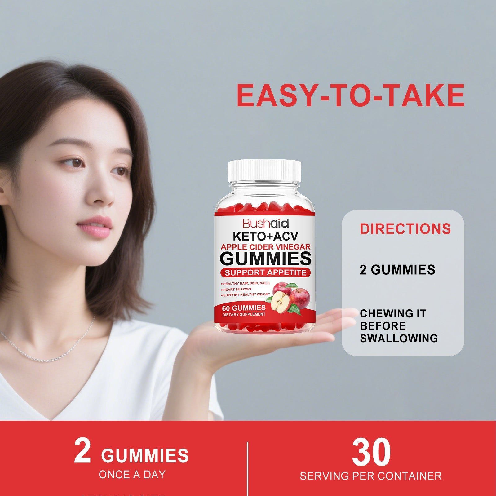 Boost Your Personal Care with Apple Cider Vinegar Gummies for Skin, Hair, Nails ,60 capsules