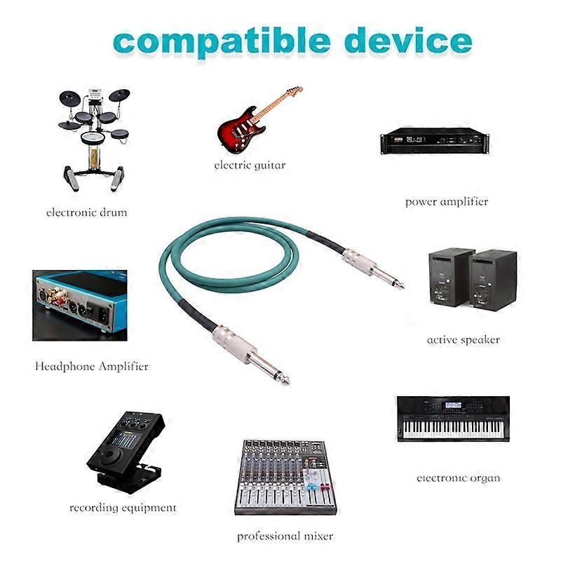 Guitar Instrument Cable 6.35mm for Guitar Bass Drum Device, 3 Meter