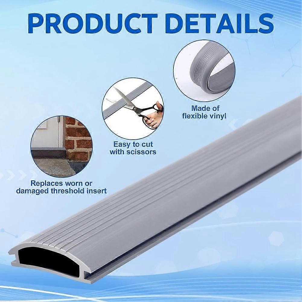 2 Pcs 36 Inch Vinyl Replacement Insert for Adjustable Height Aluminum Thresholds with Seals 1-5/16 X 3/8 Vinyl