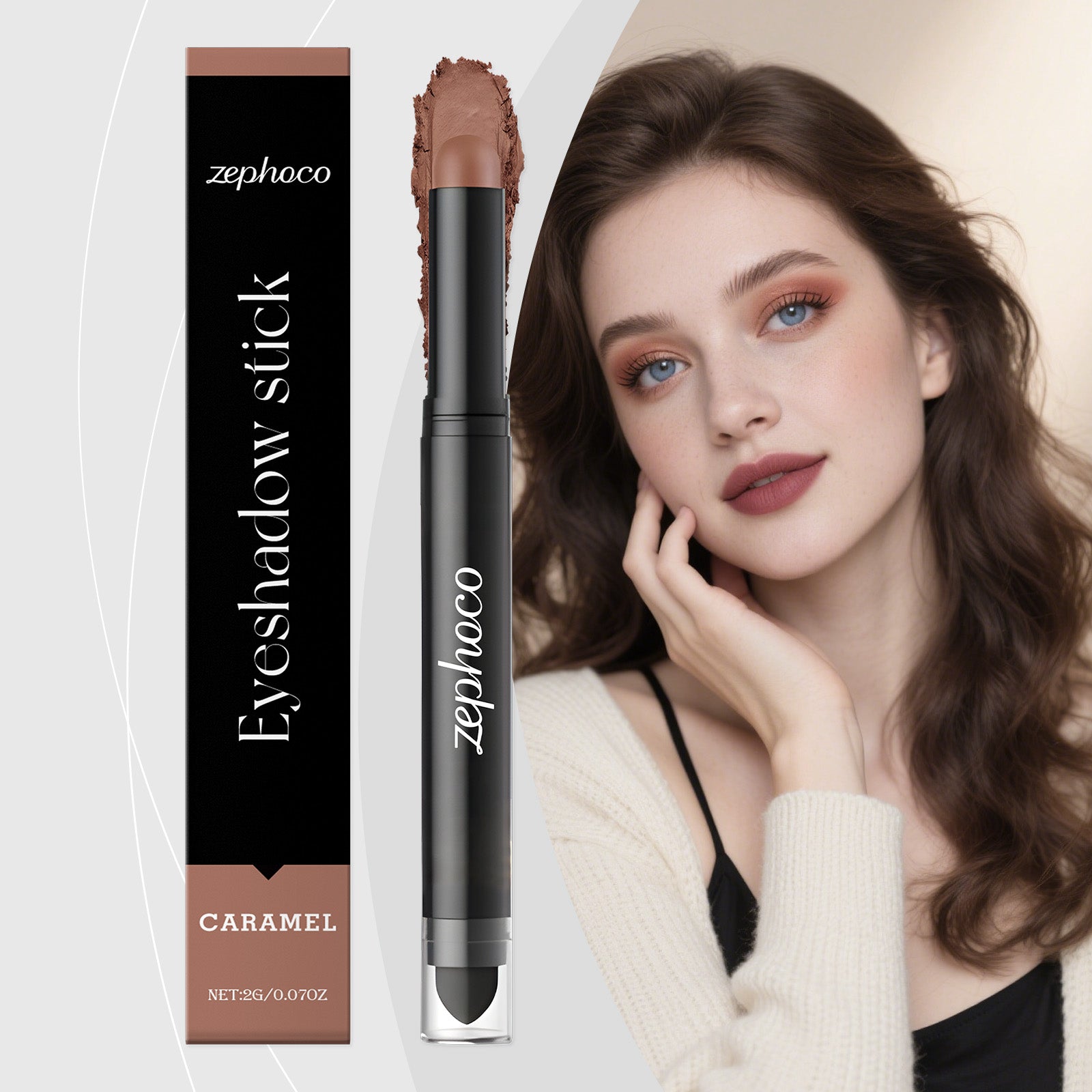 Caramel Eyeshadow Stick, Natural Color Development, Easy to Apply, Long-lasting Bright Eyes ,2g