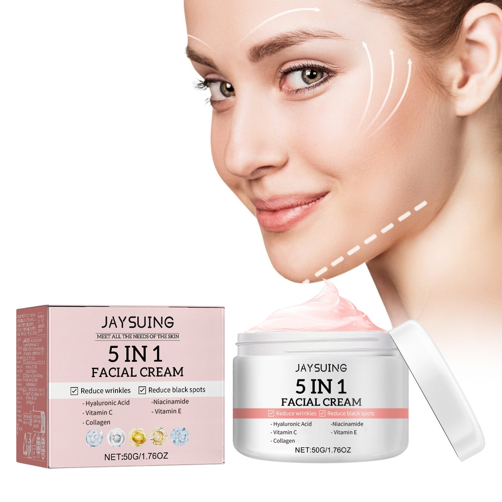5 In 1 Skin Care Facial Cream, Anti-Aging, Wrinkle, Moisturizer, Firming ,50g