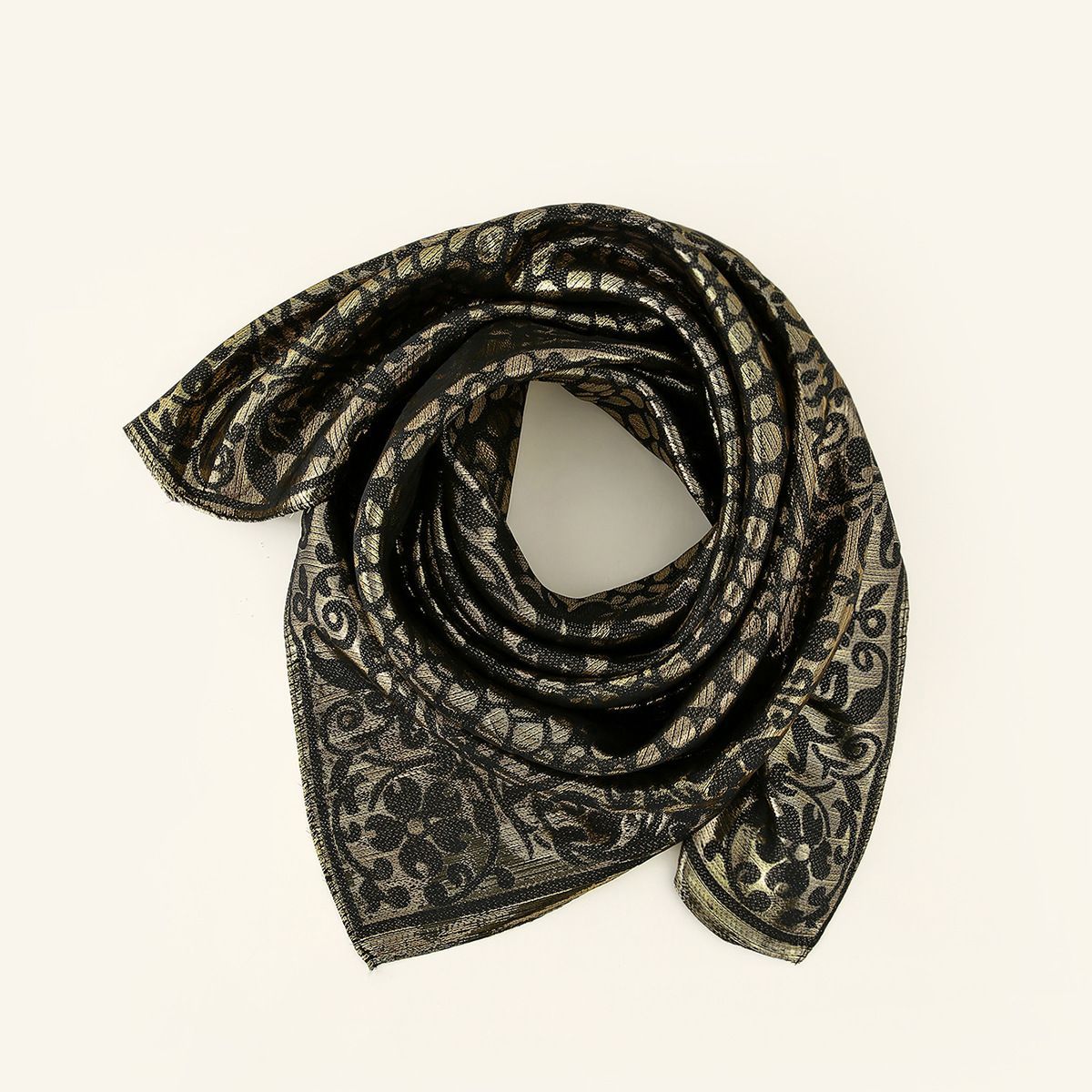 Royal Blue Silk Satin Jacquard Square Scarf for Women 85x85cm