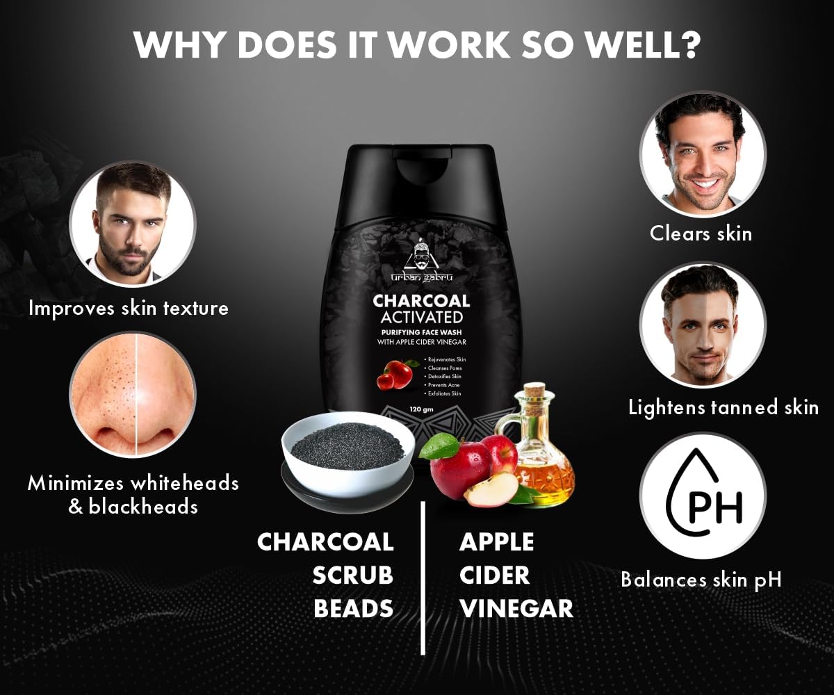 Urban Gabru Activated Charcoal Face Wash for Men 120 gm