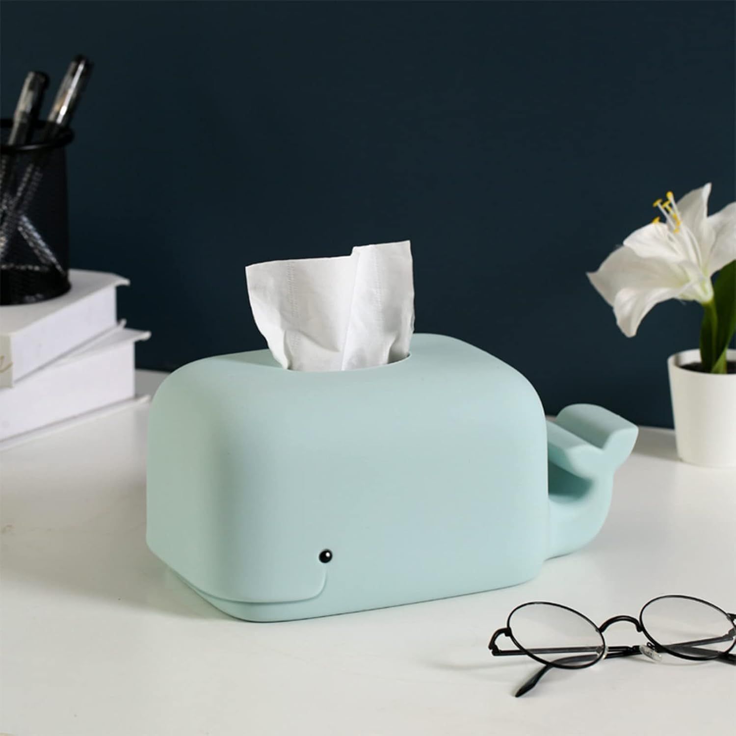 Silicone Whale Tissue Box Tablet Phone Stand Tissue Dispenser Holder Napkin Organizer