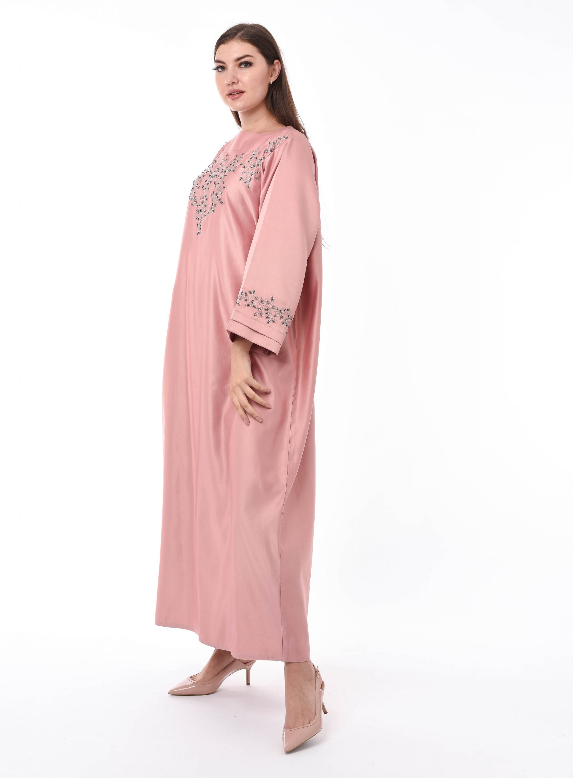 MOiSTREET Pink Kaftan with Hand Embroidery Work