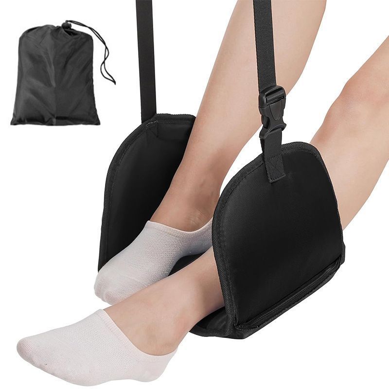 Airplane Footrest Portable Travel Foot Hammock Adjustable Height Plane Leg Rest