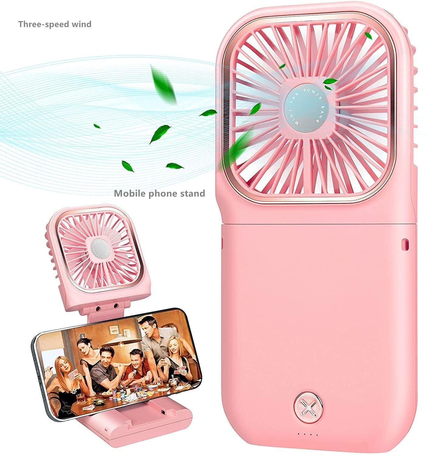 Mini USB Fan Folding Mobile Power Supply Fan Hanging Neck Electric Fan Desktop Phone Holder