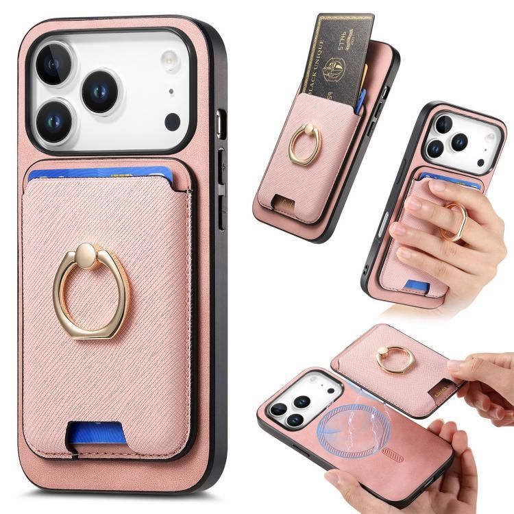 For iPhone 18 Pro Max / iPhone 17 Pro Max Retro Cross Leather Card Bag MagSafe Phone Case