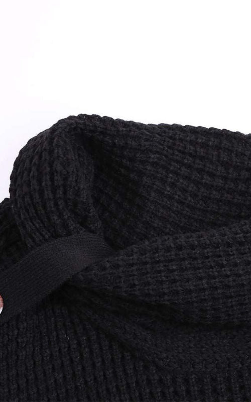 Winter Loose Turtleneck Sweater Long Sleeves Button Casual Pullover For Women